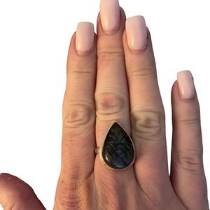 Carved Labradorite Ring Size 8.5